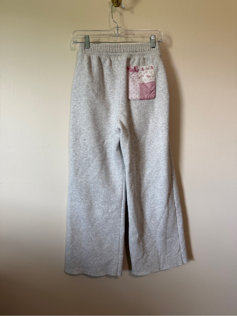Abercrombie&Fitch pink patchwork wide leg drawstring grey sweatpants size XS - Picture 4 of 7